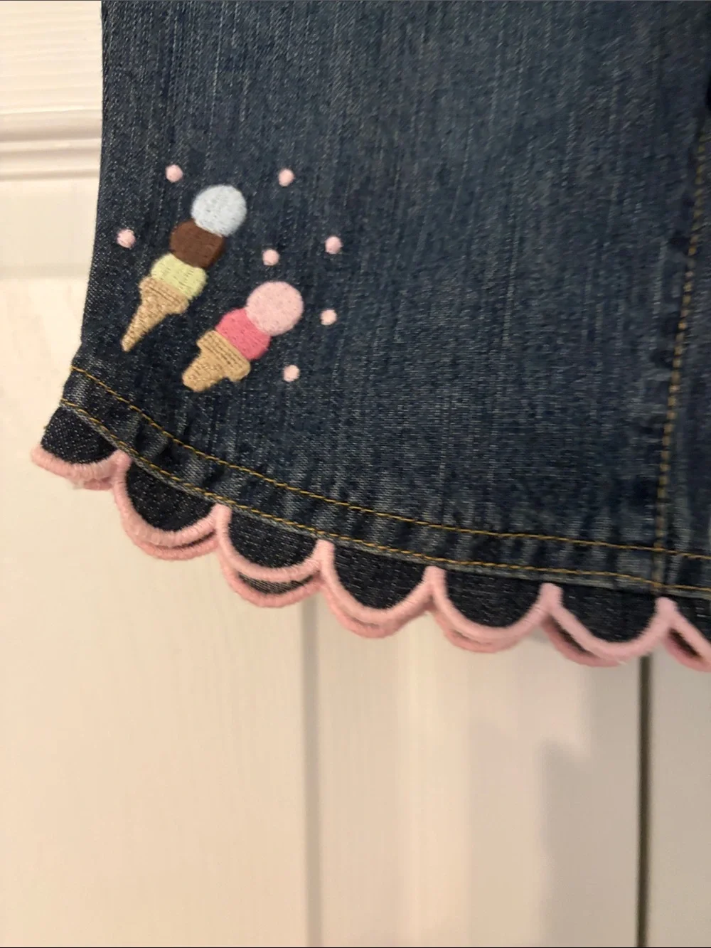 Vintage Gymboree Ice Cream Social Capri Jeans Scalloped Hem Size 12-18 Months